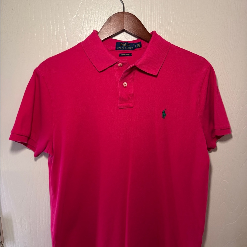 Ralph Lauren Pink Polo Shirt Classic Cotton Short Sleeve